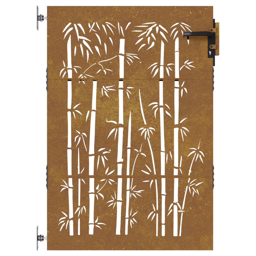 vidaXL Hageport 85x125 cm cortenstål bambusdesign