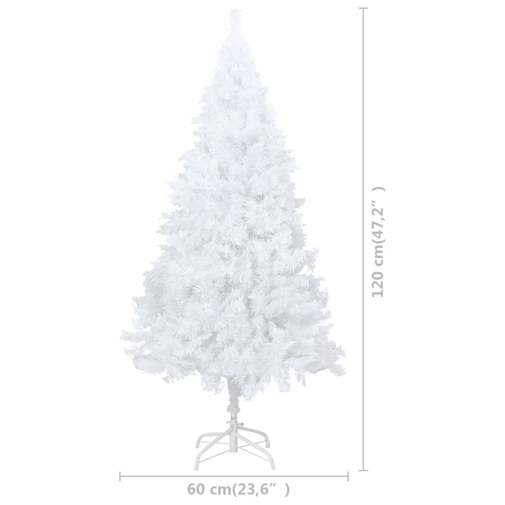 vidaXL Forhåndsbelyst kunstig juletre med kulesett hvit 120 cm PVC
