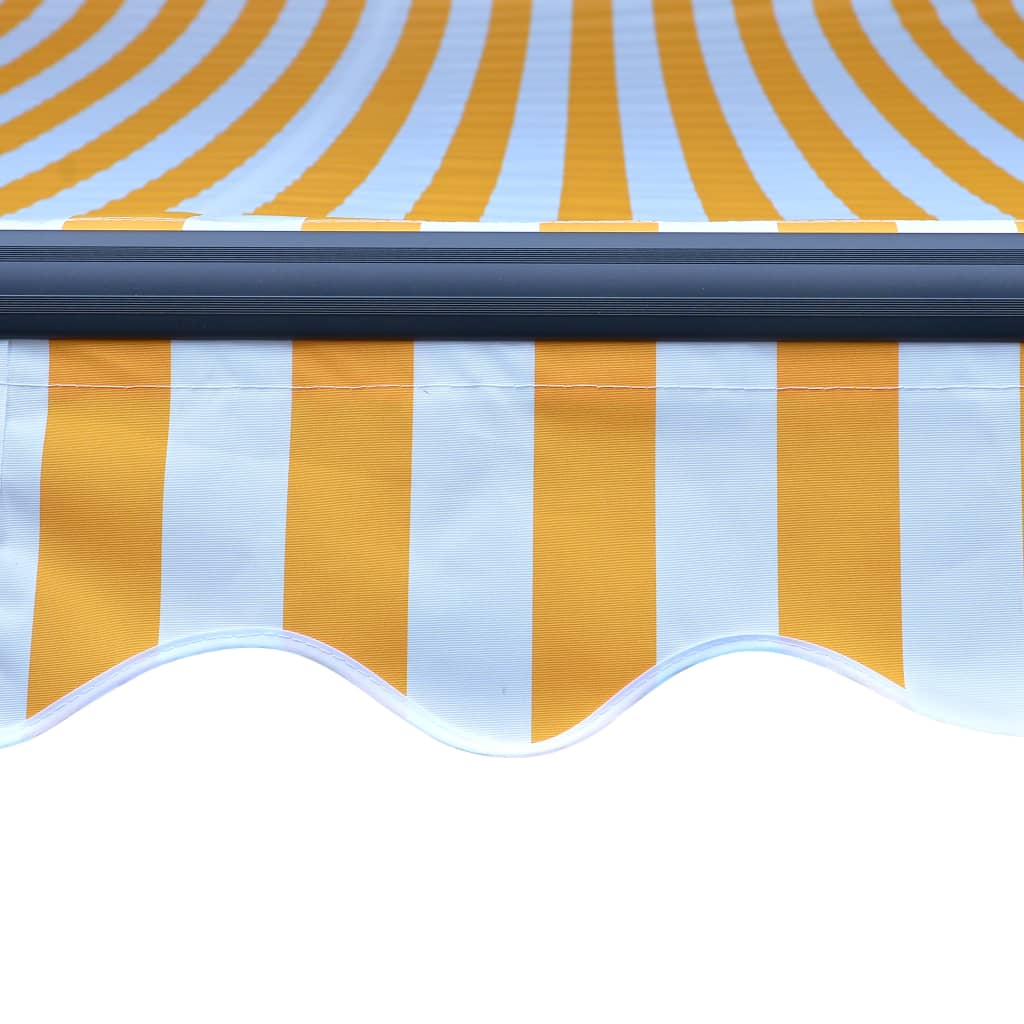 vidaXL Uttrekkbar markise med vindsensor og LED 400x300 cm gul og hvit