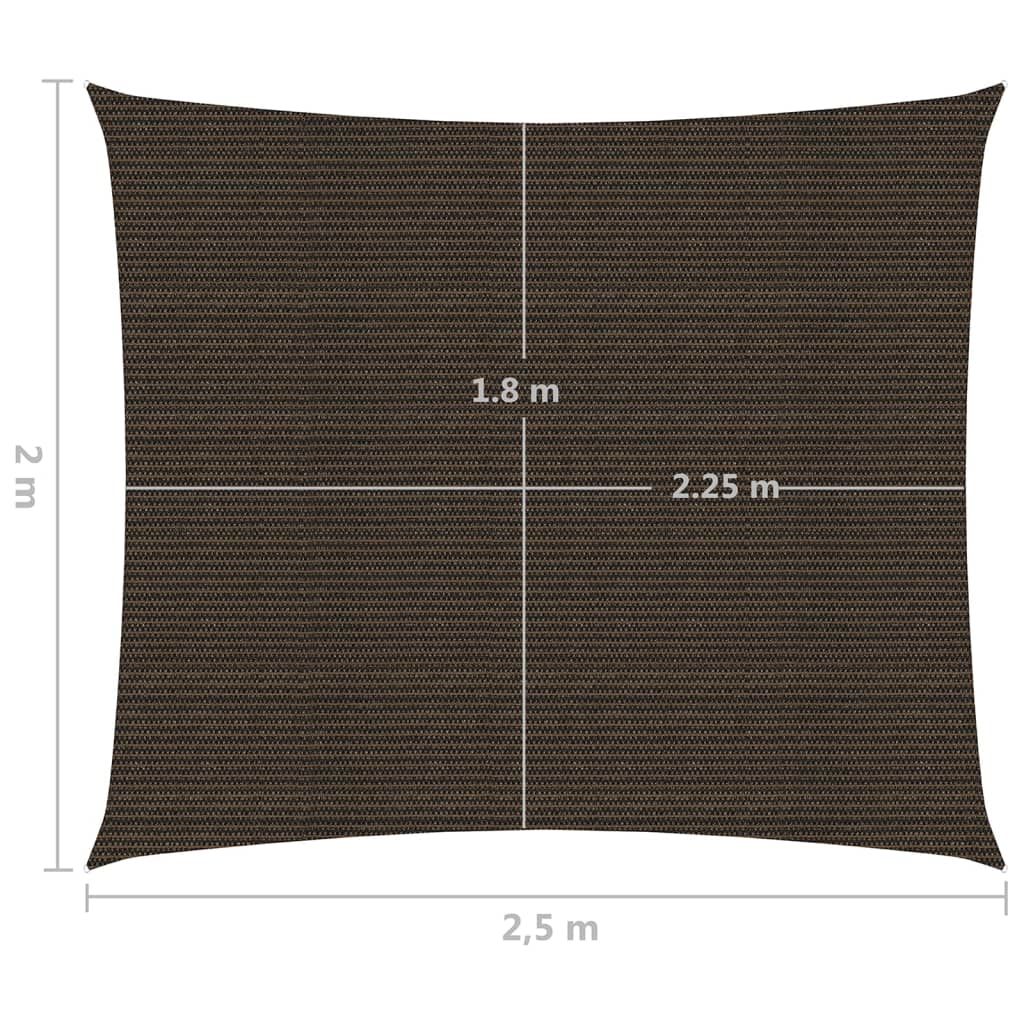 vidaXL Solseil 160 g/m² brun 2x2,5 m HDPE