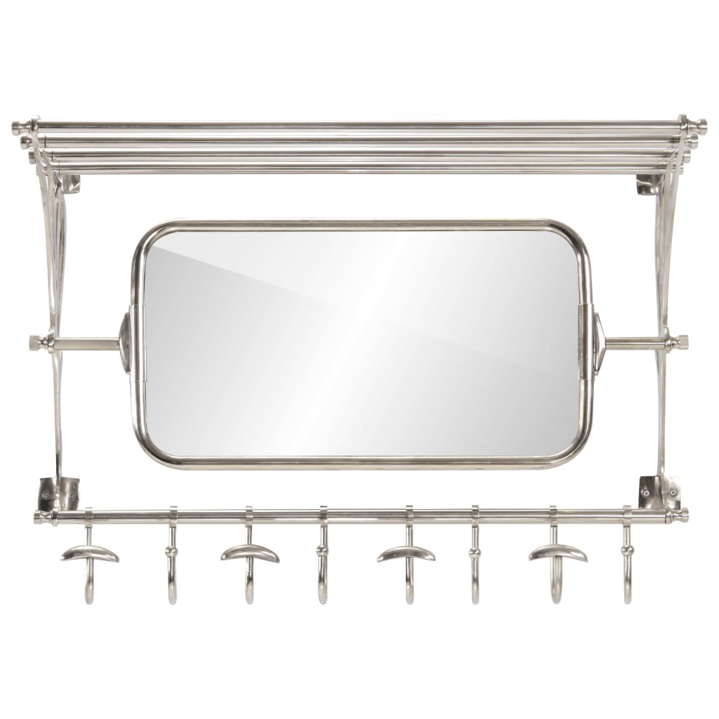 vidaXL Bagasjehylle med kleshengere og speil veggmontert aluminium
