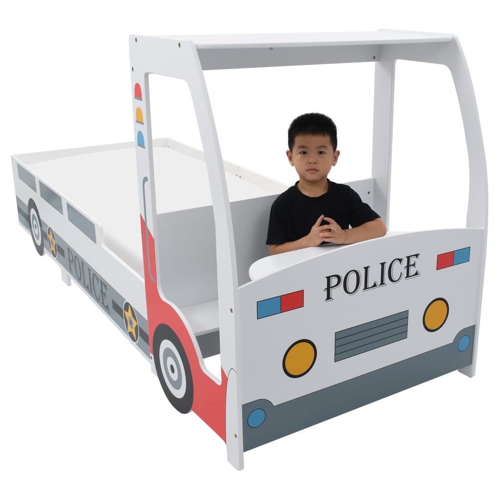 vidaXL Politibil barneseng med skrivebord 90x200 cm
