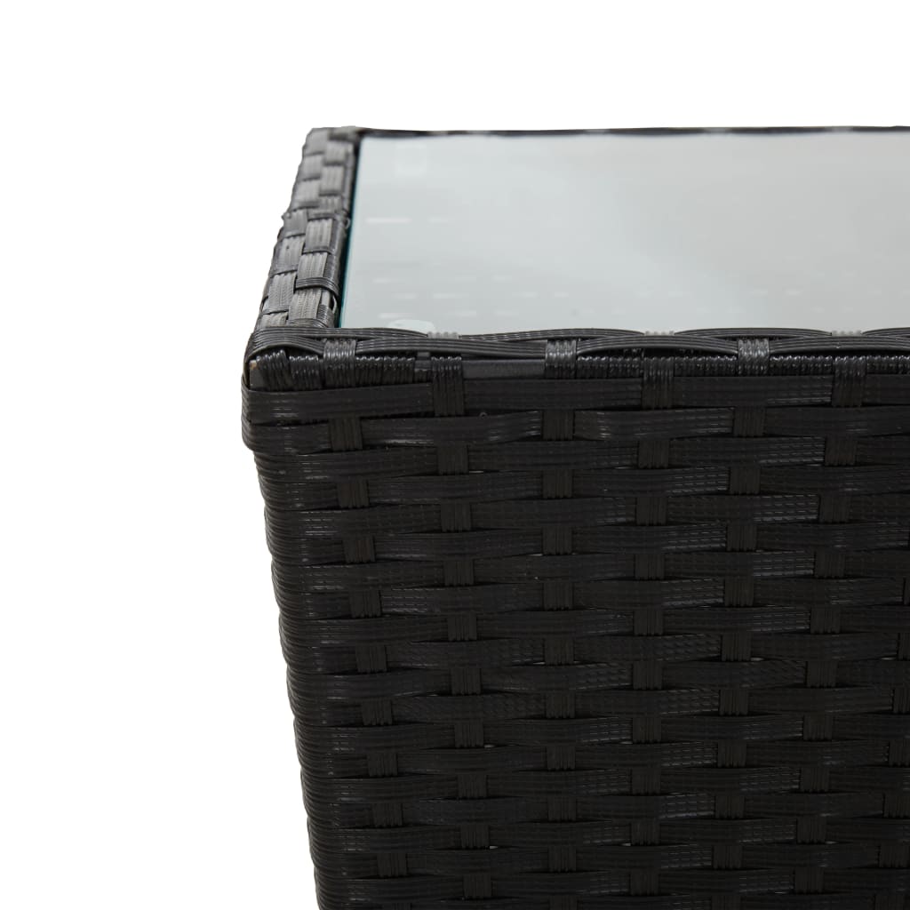 vidaXL Tebord svart 41,5x41,5x43 cm polyrotting og herdet glass