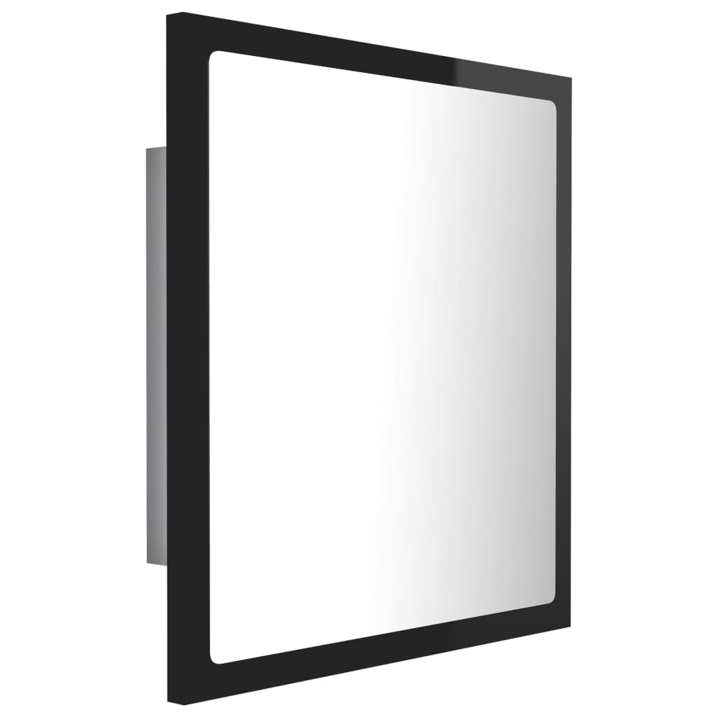 vidaXL LED Baderomsspeil høyglans svart 40x8,5x37 cm sponplate