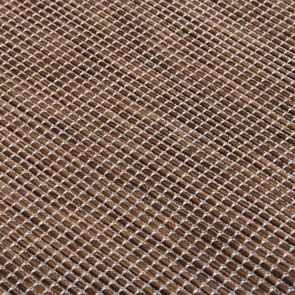 vidaXL Utendørs flatvevd teppe 120x170 cm brun