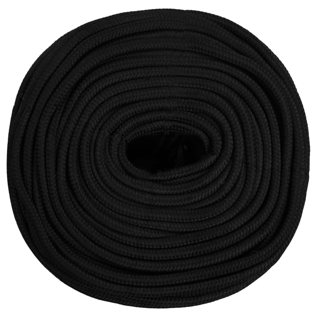 vidaXL Arbeidstau svart 6 mm 25 m polyester