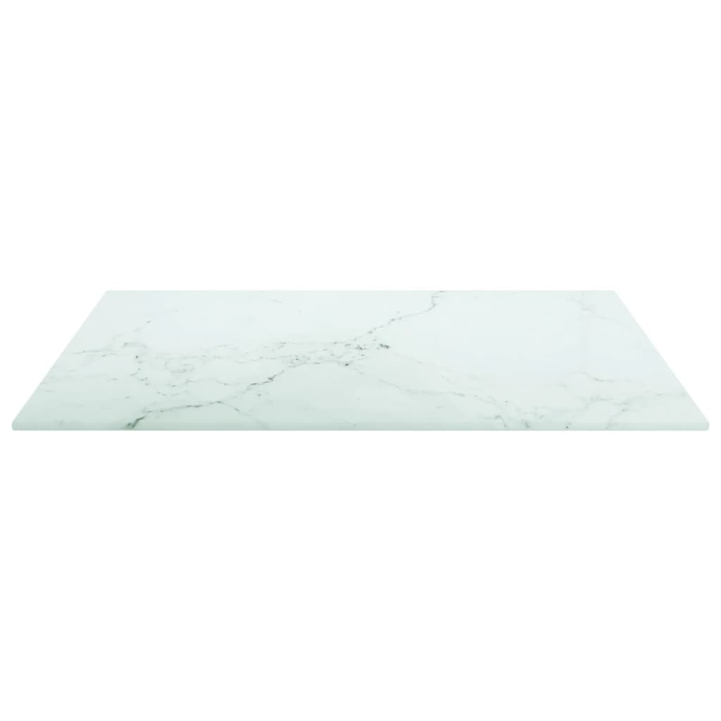 vidaXL Bordplate hvit 50x50 cm 6 mm herdet glass med marmor design