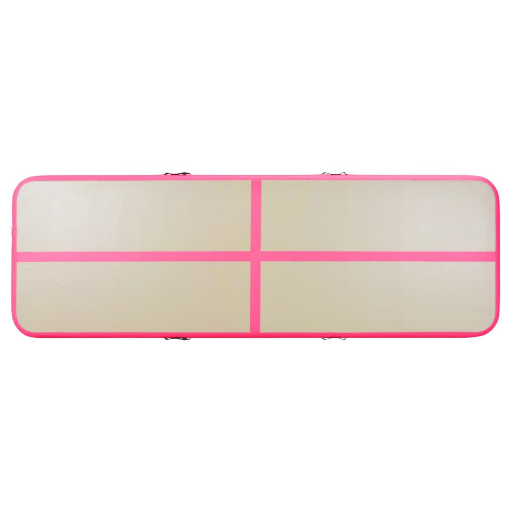 vidaXL Oppblåsbar gymnastikkmatte med pumpe 400x100x10 cm PVC rosa