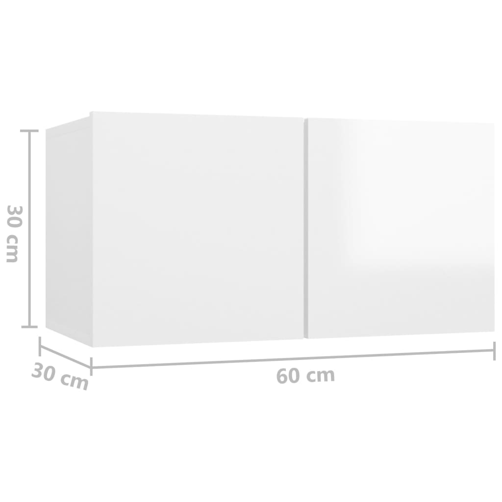 vidaXL Hengende TV-benk høyglans hvit 60x30x30 cm
