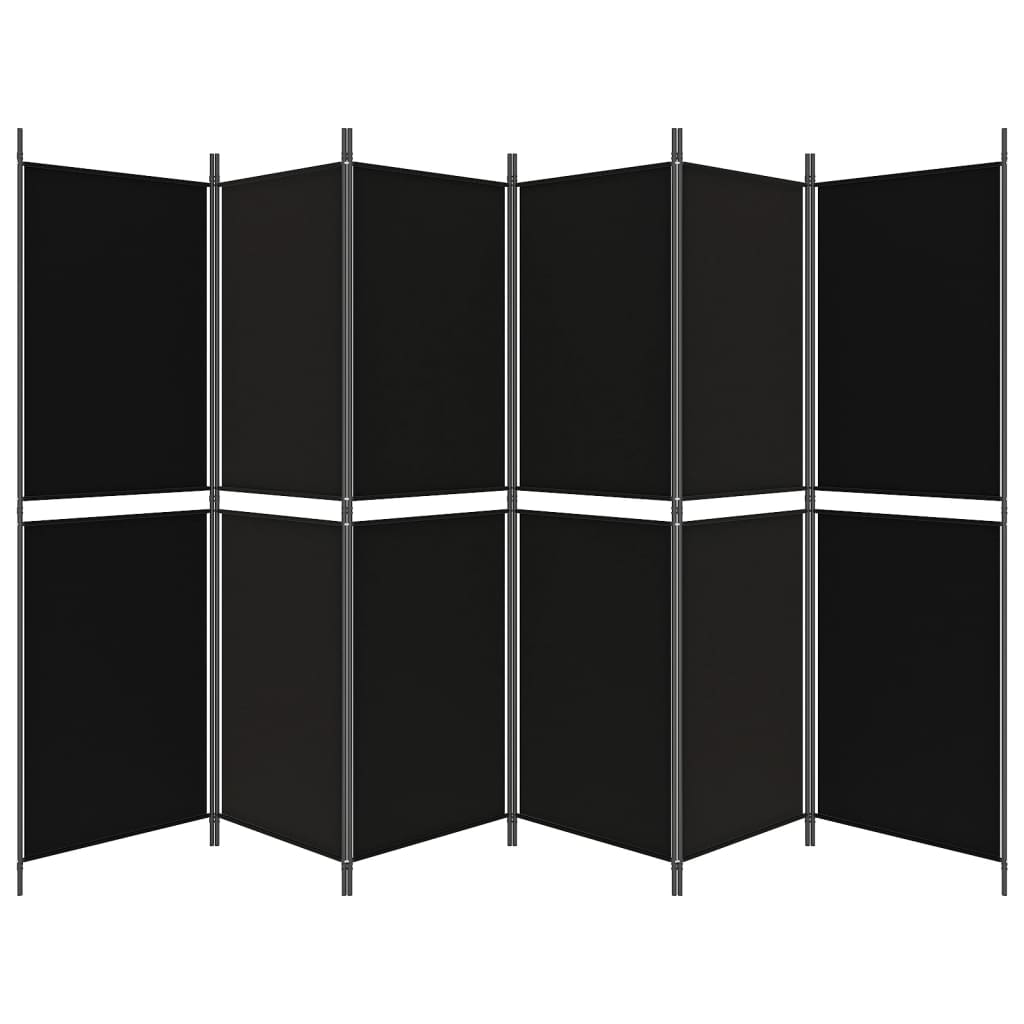 vidaXL Romdeler med 6 paneler svart 300x180 cm stoff