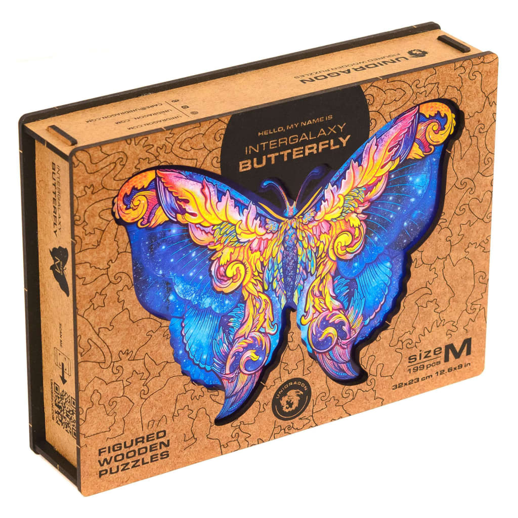 UNIDRAGON Puslespill i tre 199stk Intergalaxy Butterfly Medium 32x23cm
