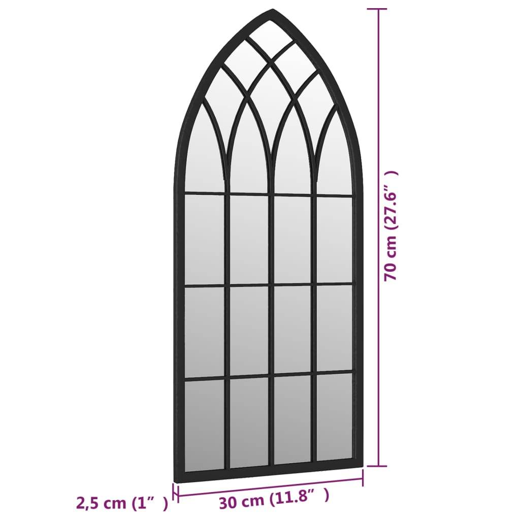 vidaXL Speil svart 70x30 cm for innendørs bruk jern