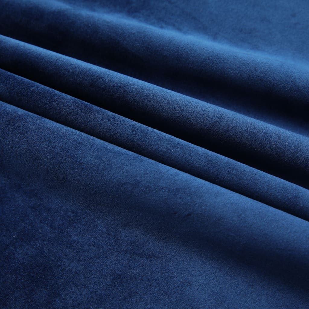 vidaXL Lystett gardin med metallkroker fløyel mørkeblå 290x245 cm