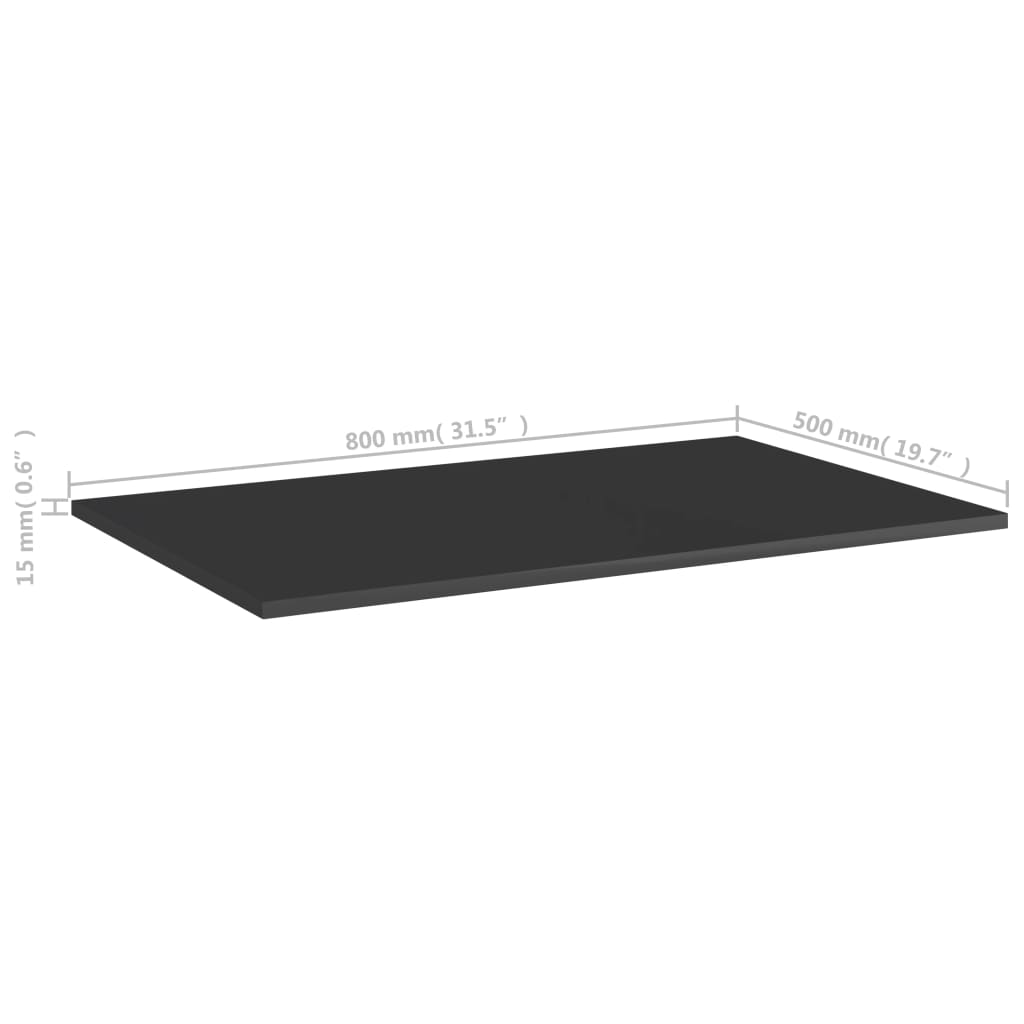 vidaXL Hylleplater 4 stk høyglans svart 80x50x1,5 cm sponplate