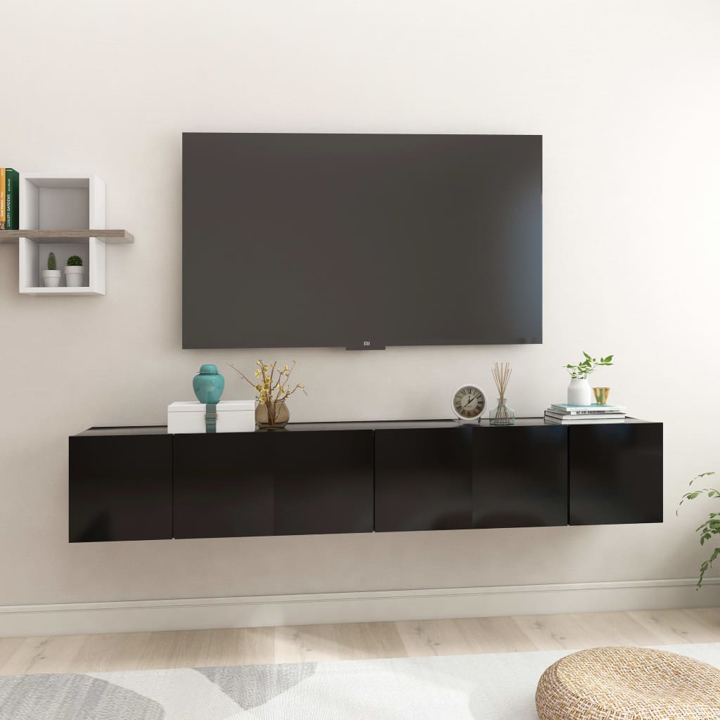 vidaXL Hengende TV-benker 3 stk svart 60x30x30 cm
