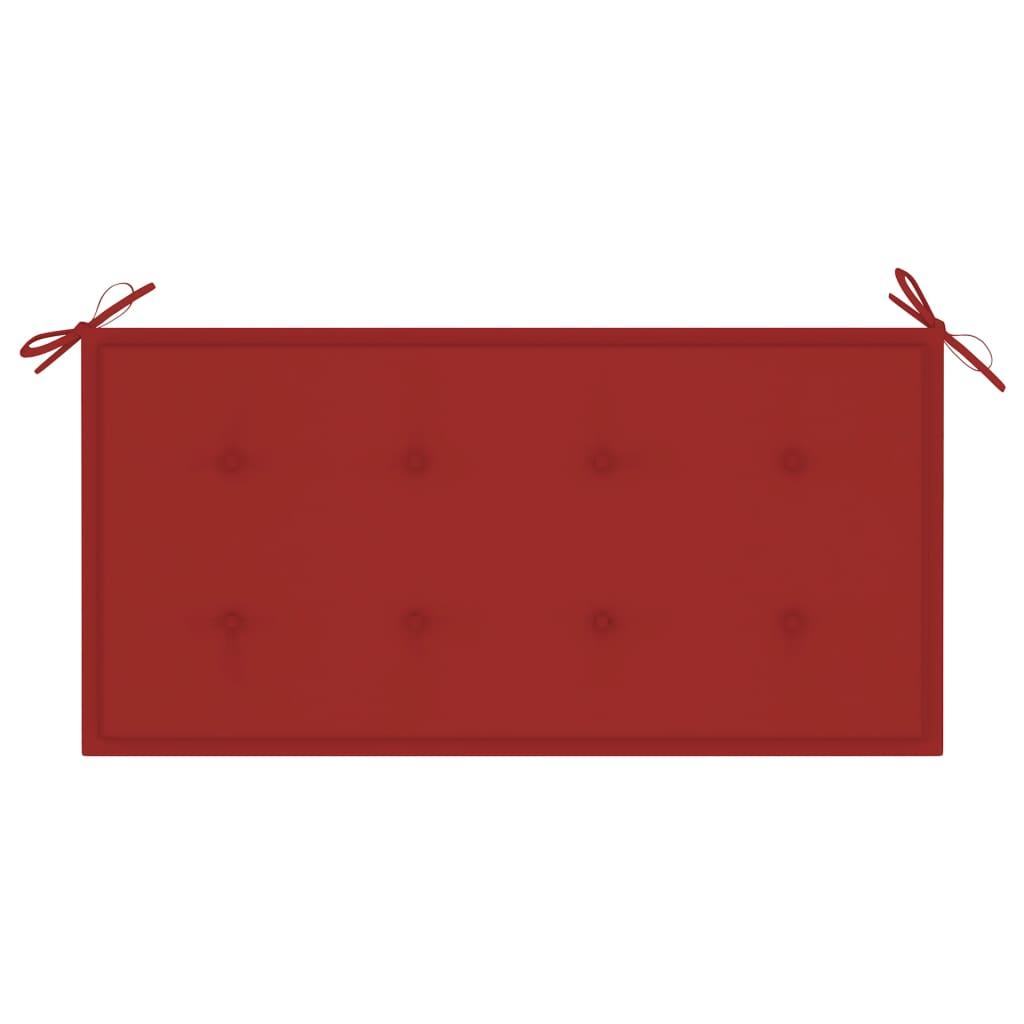 vidaXL Hagebenk med røde pute 112 cm heltre teak