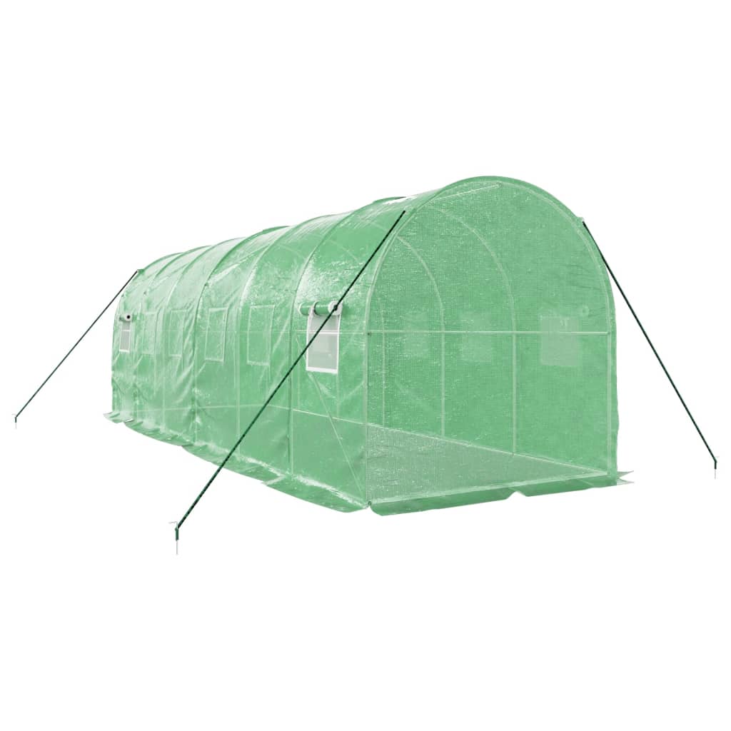 vidaXL Drivhus med stålramme grønn 12 m² 6x2x2 m