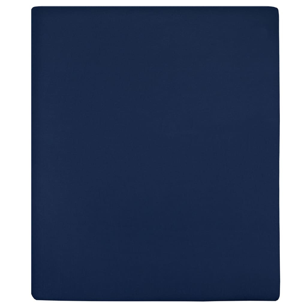 vidaXL Jerseylaken marineblå 90x200 cm bomull