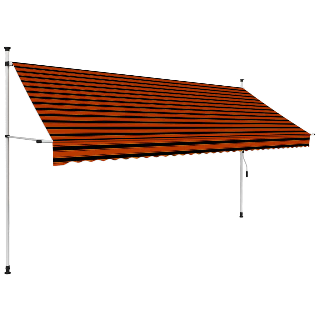 vidaXL Manuell uttrekkbar markise 350 cm oransje og brun