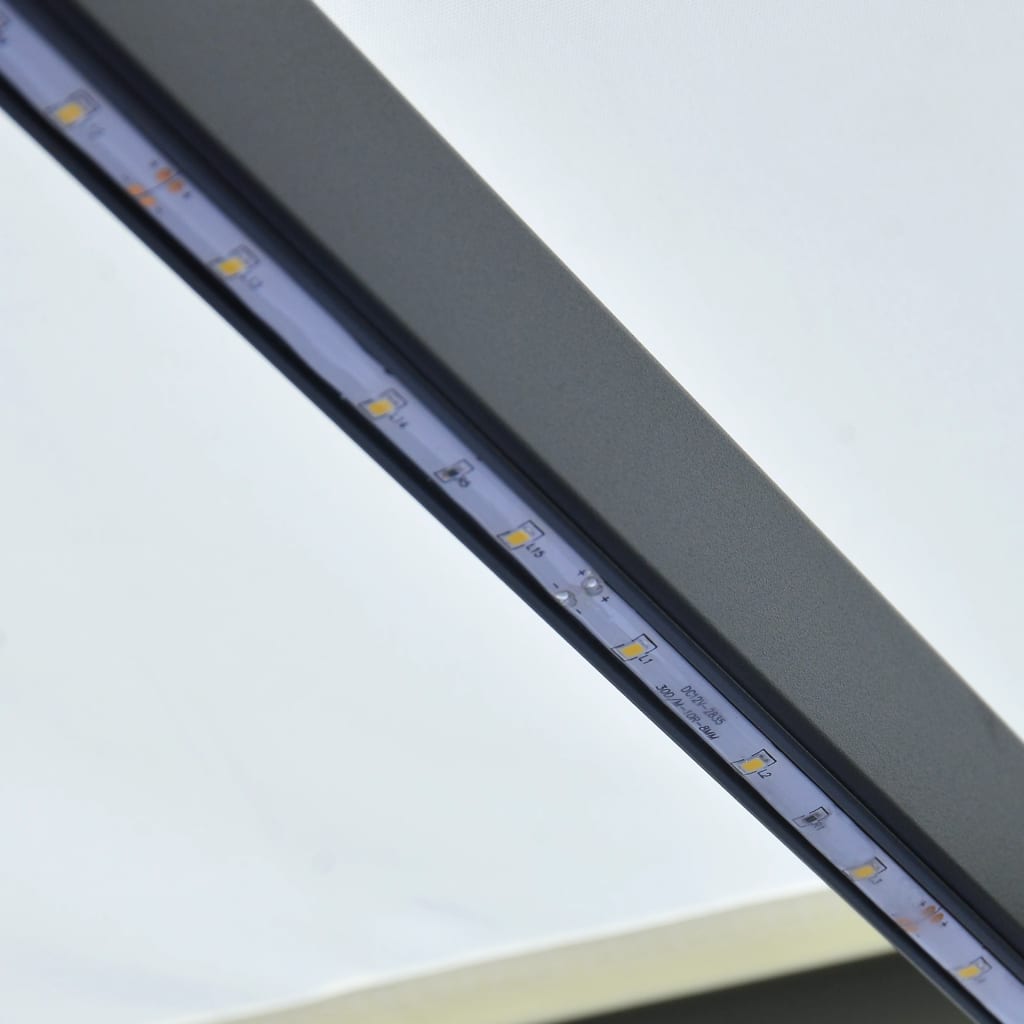 vidaXL Manuell uttrekkbar markise med LED 400x300 cm kremhvit
