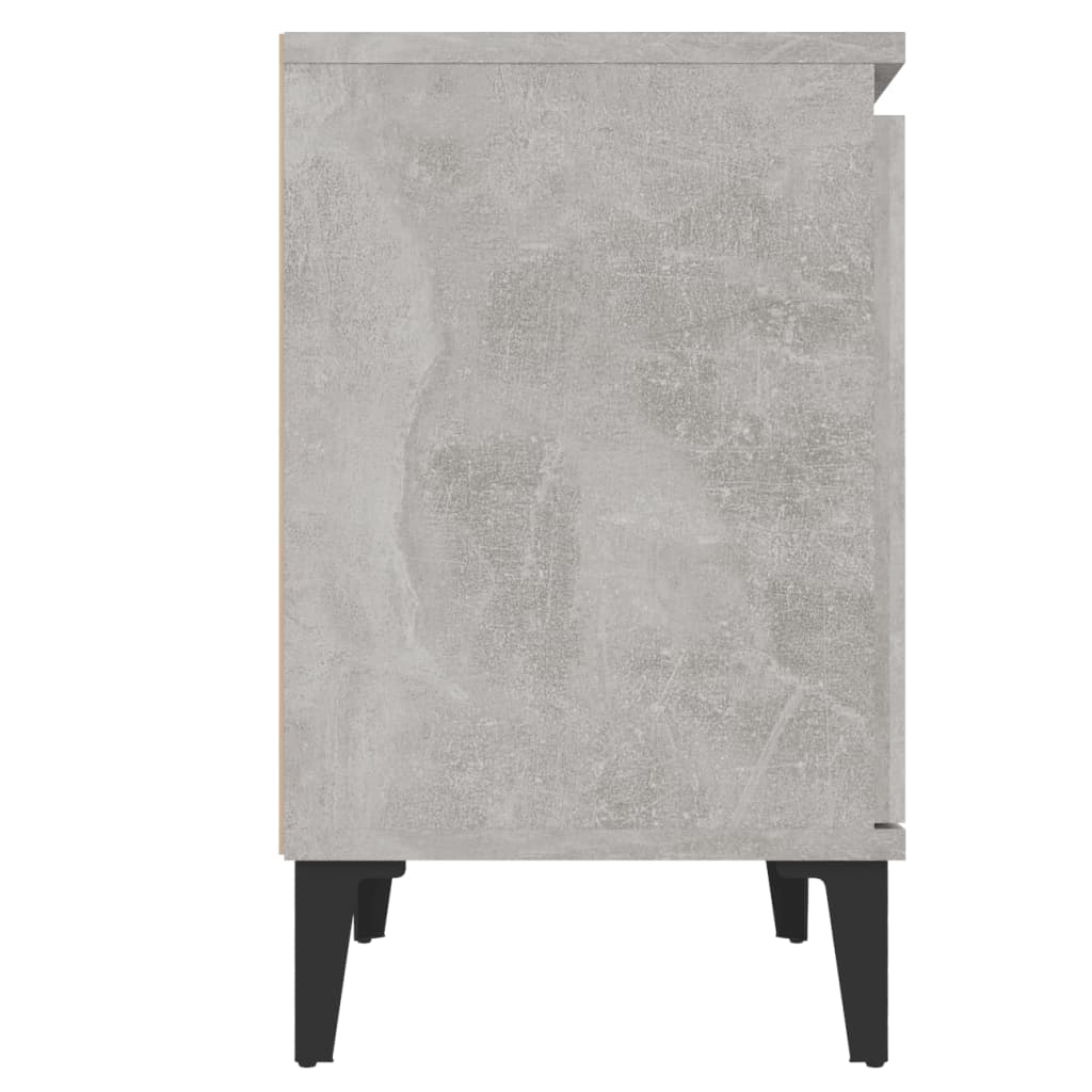 vidaXL Nattbord med metallben 2 stk betonggrå 40x30x50 cm