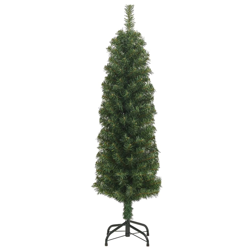 vidaXL Slankt kunstig juletre med stativ grønn 120 cm PVC