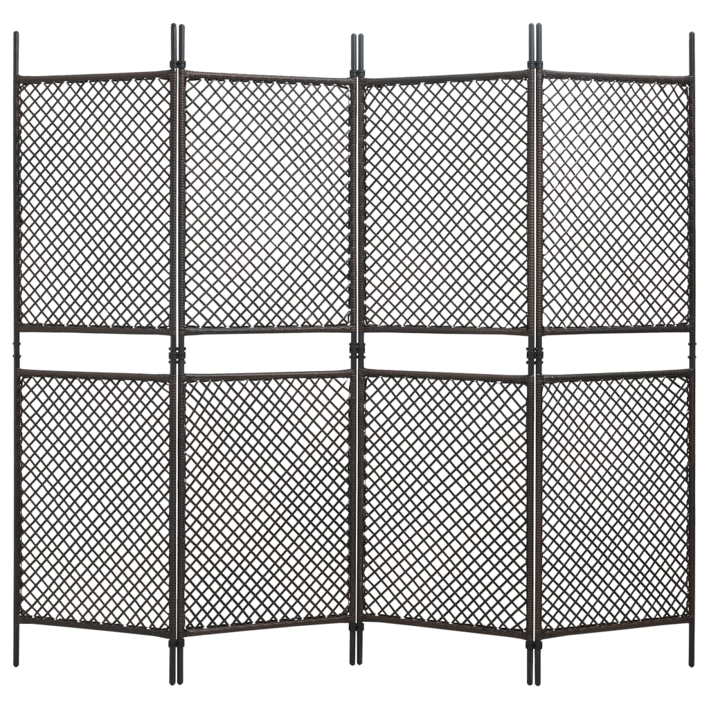 vidaXL Romdeler med 4 paneler polyrotting 240x200 cm brun