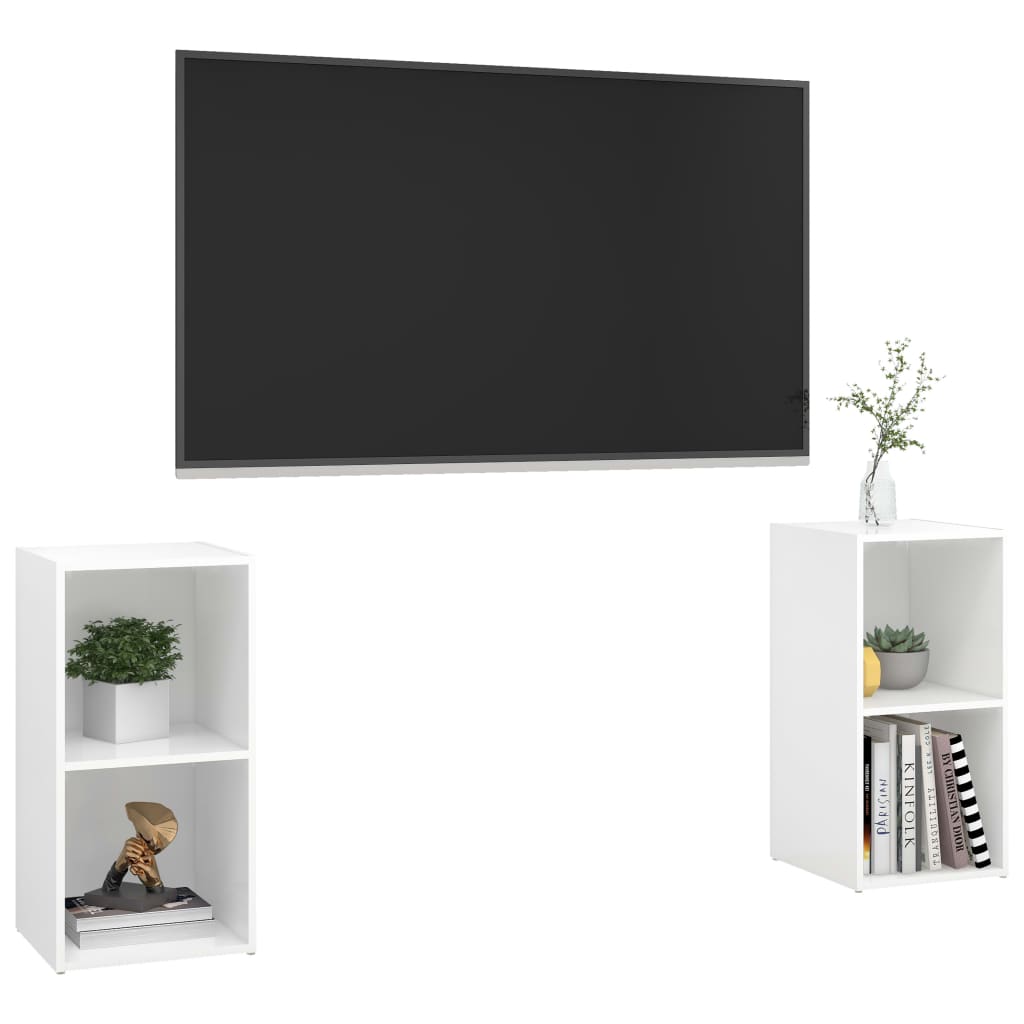 vidaXL TV-benker 2 stk høyglans hvit 72x35x36,5 cm sponplate