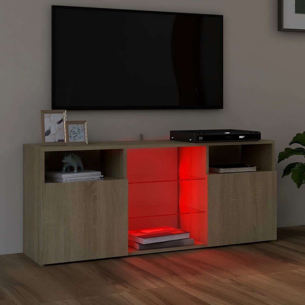 vidaXL TV-benk med LED-lys sonoma eik 120x30x50 cm