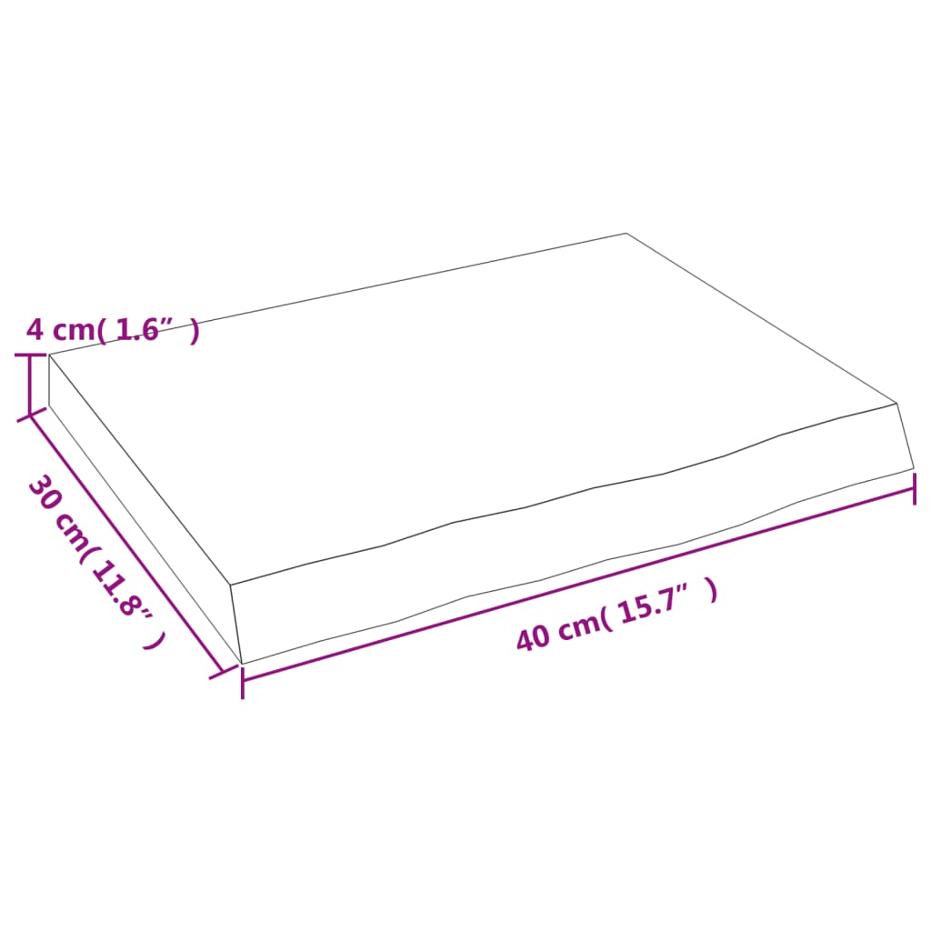 vidaXL Benkeplate til bad lysebrun 40x30x(2-4) cm behandlet heltre