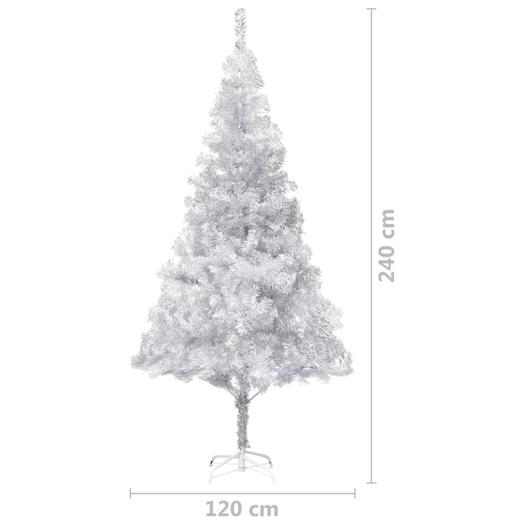 vidaXL Kunstig juletre med LED og kulesett i sølv 240 cm PET