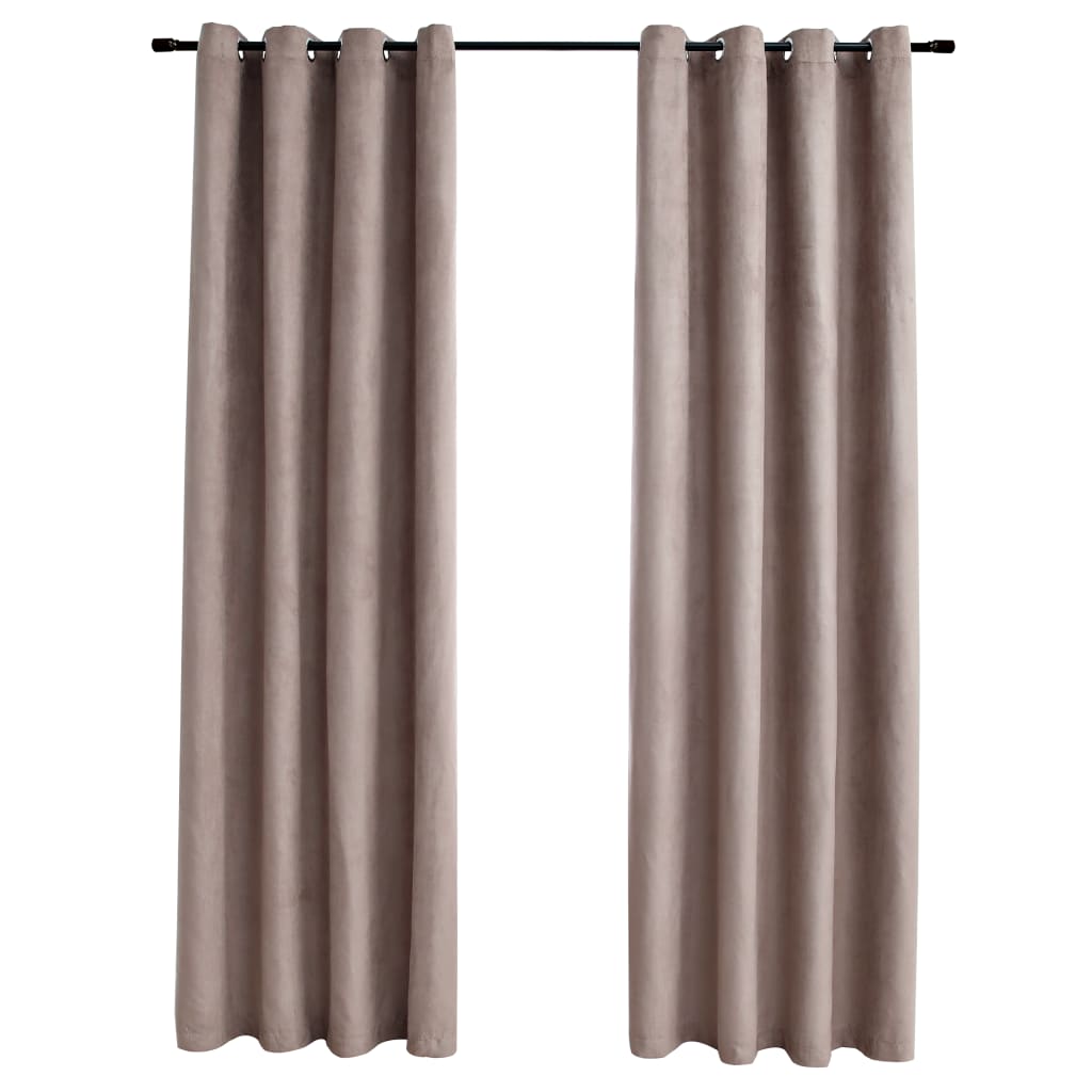 vidaXL Lystette gardiner med metallringer 2 stk gråbrun 140x175 cm