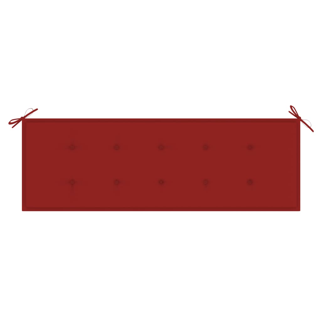 vidaXL Batavia benk med røde pute 150 cm heltre teak