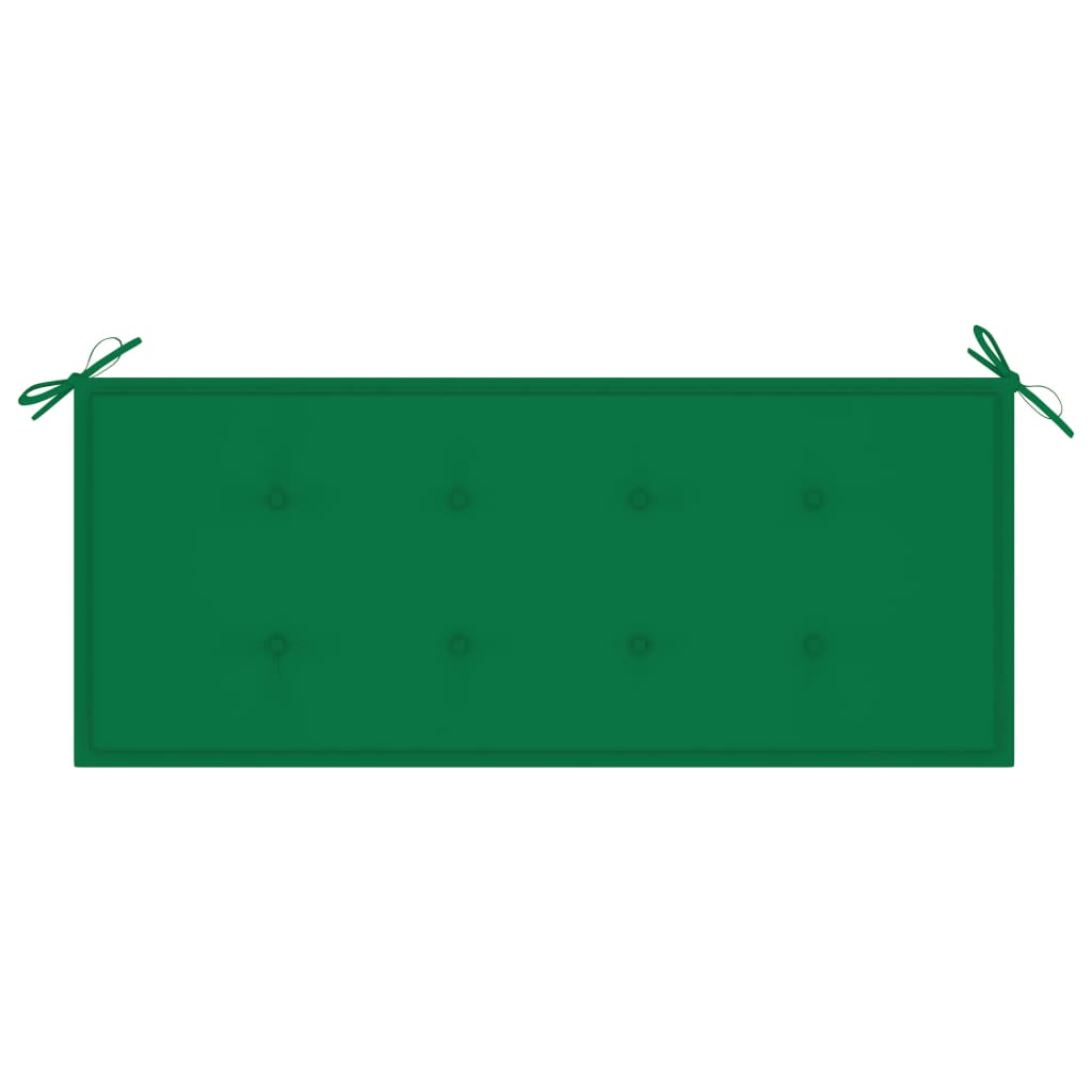 vidaXL Hagebenk med grønn pute 120 cm heltre teak