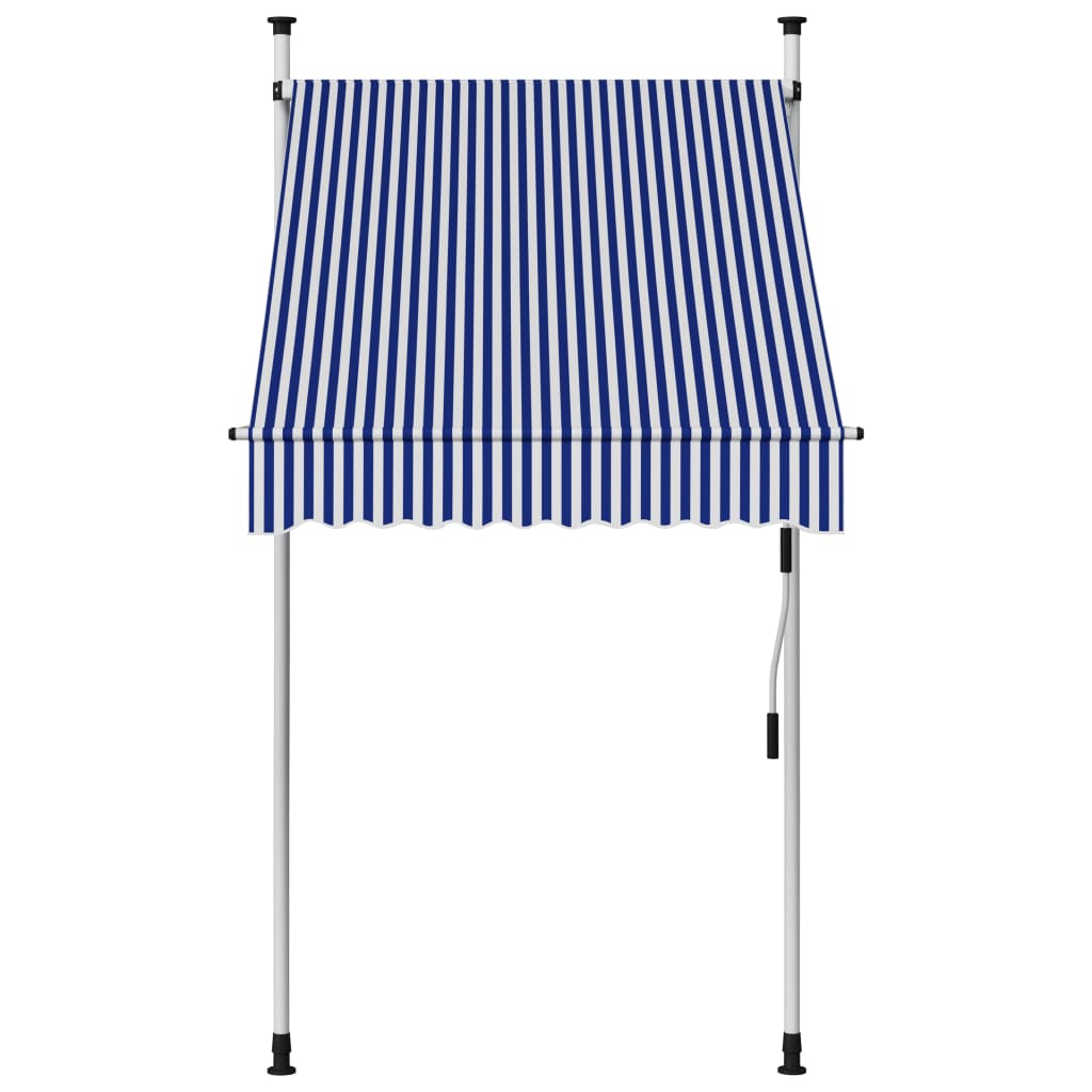 vidaXL Manuell uttrekkbar markise 100 cm blå og hvite striper