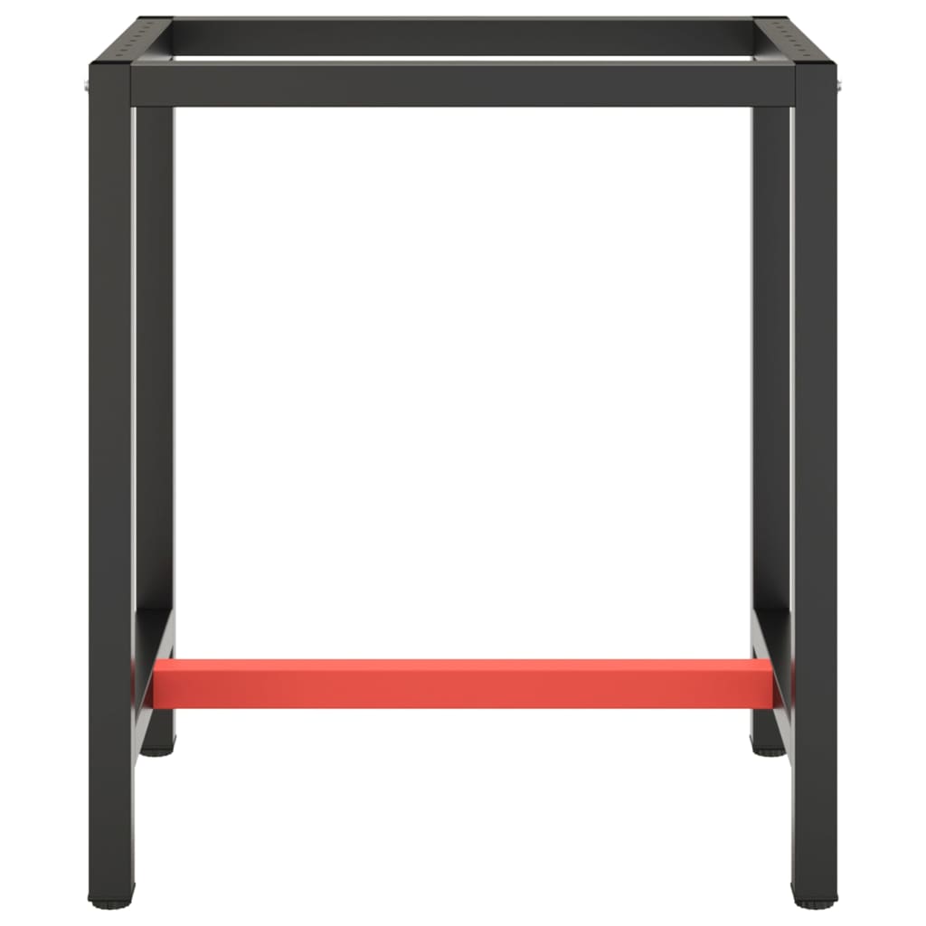 vidaXL Ramme til arbeidsbenk matt svart og rød 70x50x79 cm metall