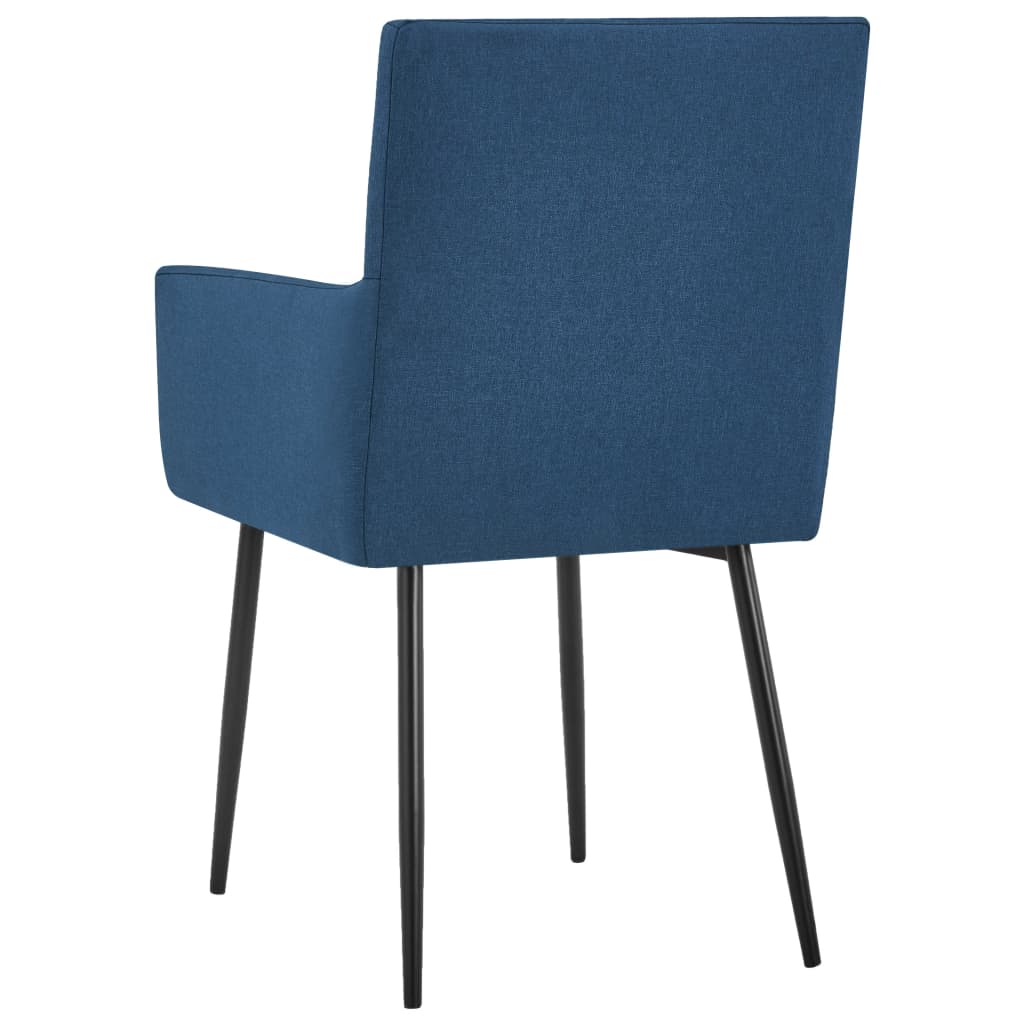vidaXL Spisestoler med armlener 2 stk blå stoff
