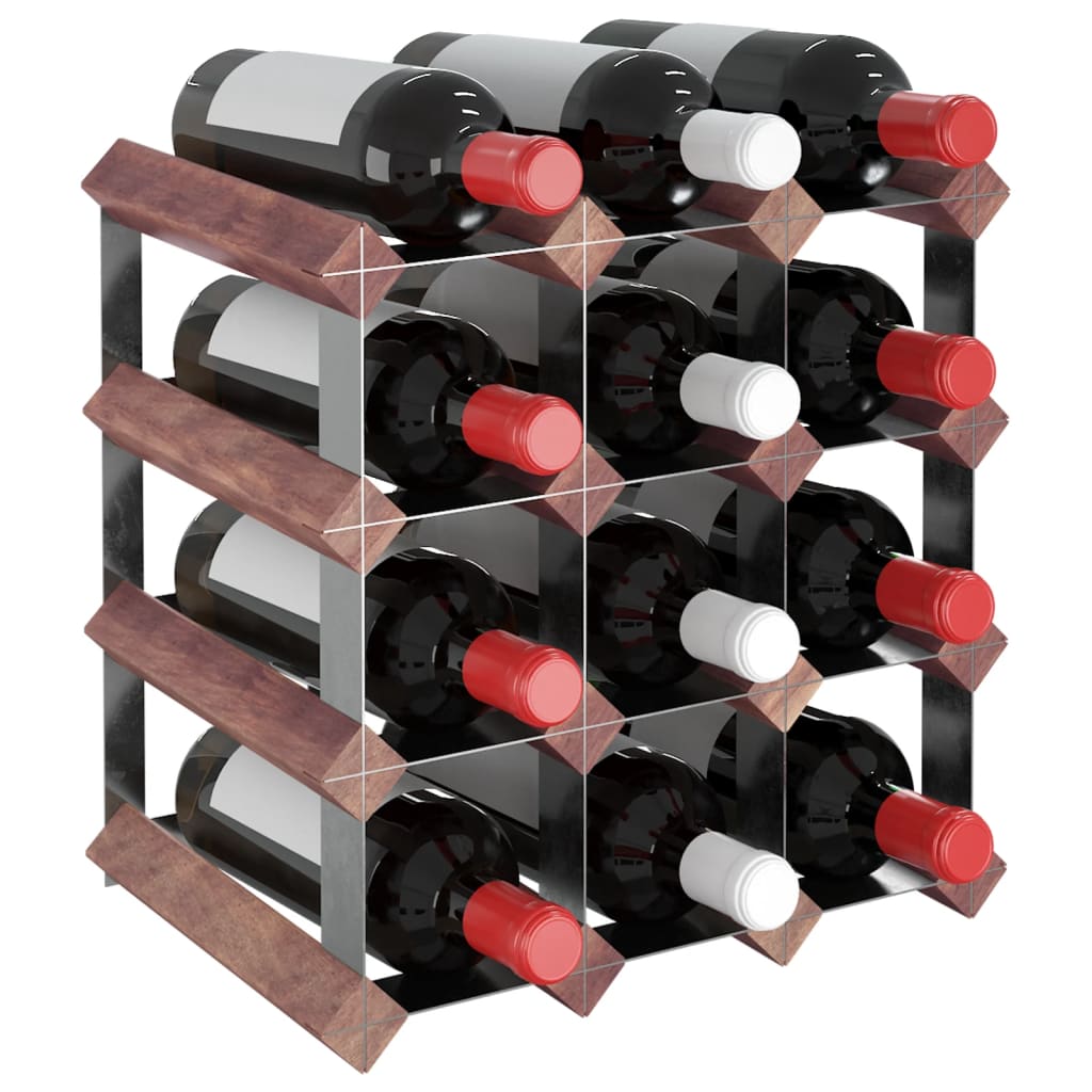vidaXL Vinstativ for 12 flasker brun heltre furu