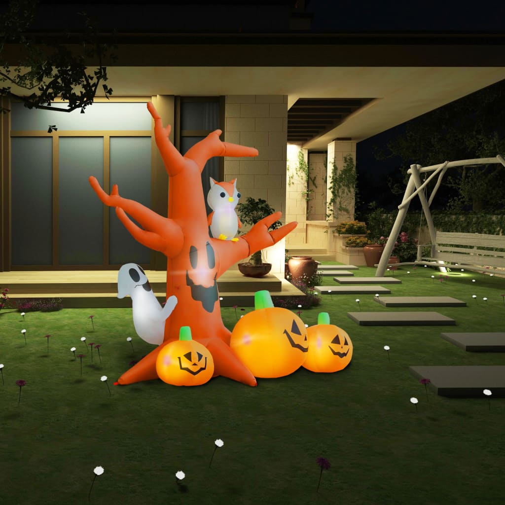 vidaXL Oppblåsbart Halloween-spøkelsestre med gresskar 6 LED 2,6 m