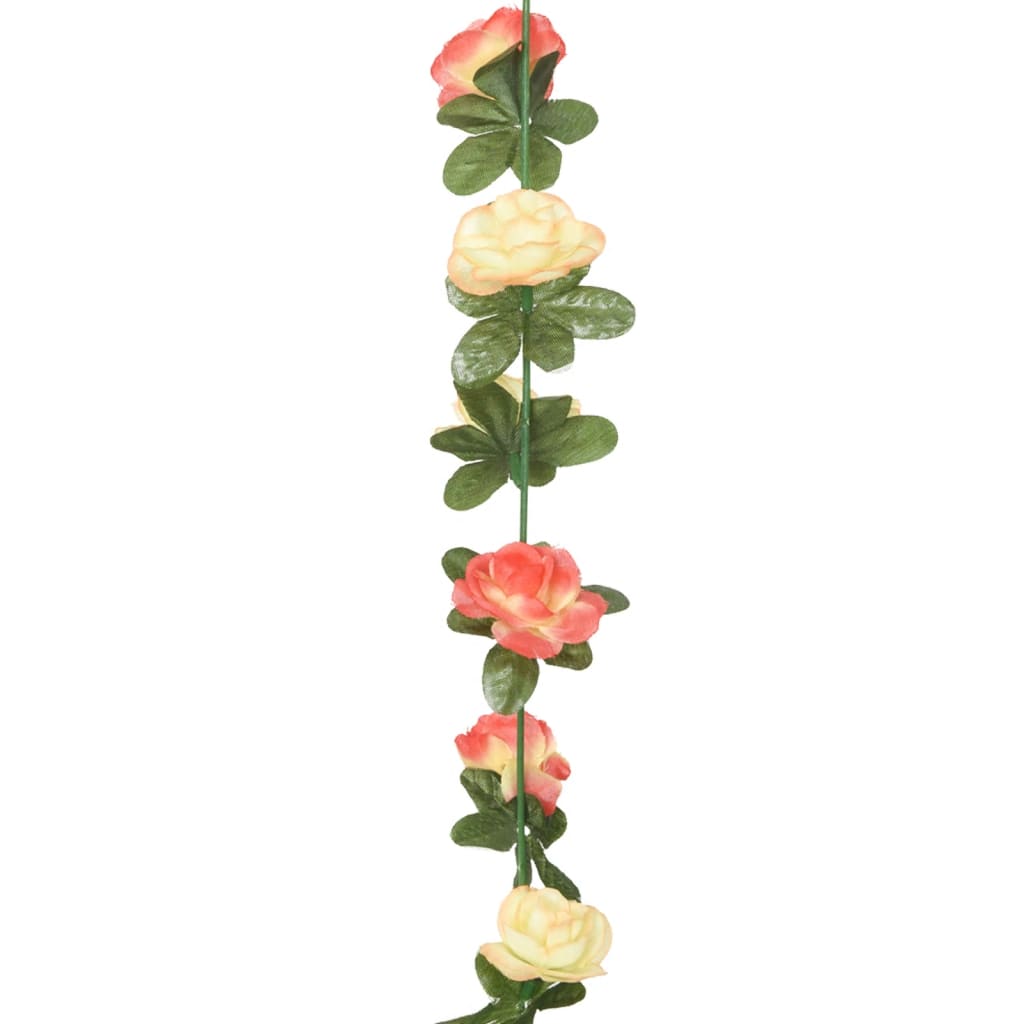 vidaXL Kunstige blomsterkranser 6 stk rose og champagne 240 cm