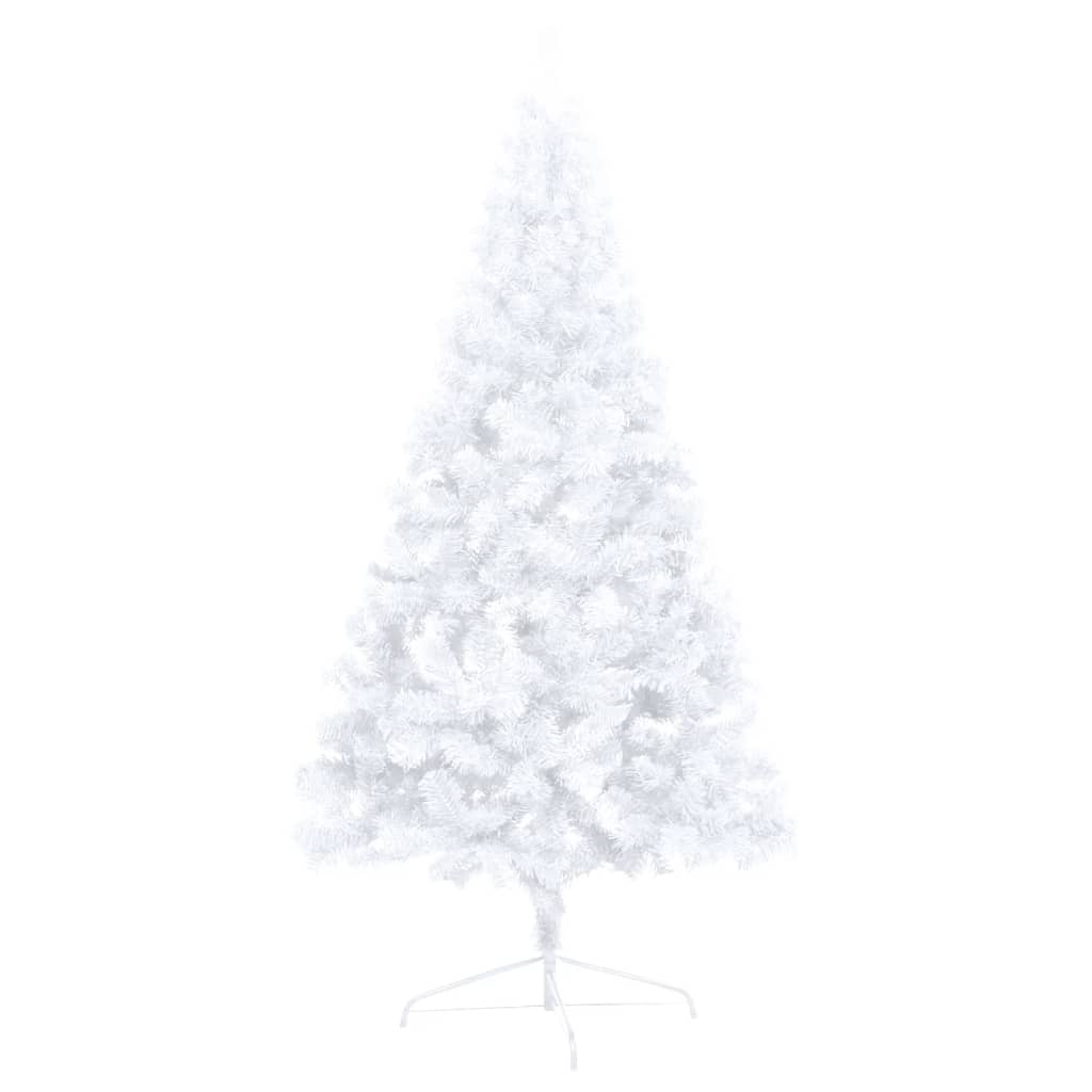 vidaXL Forhåndsbelyst kunstig halvt juletre med kulesett hvit 120 cm