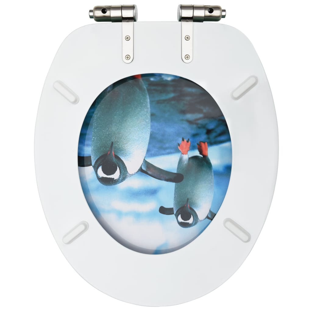 vidaXL Toalettsete med myk lukkefunksjon MDF pingvindesign