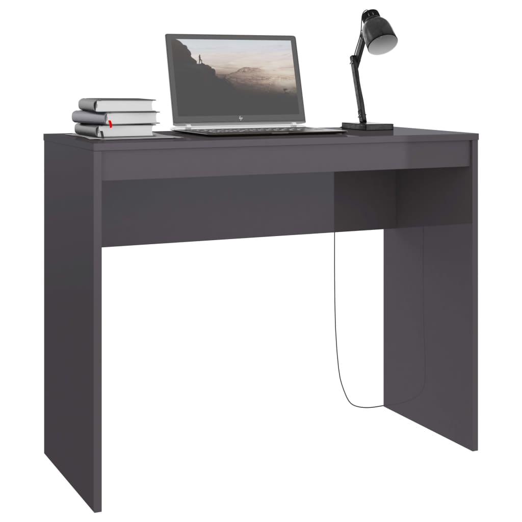 vidaXL Skrivebord høyglans grå 90x40x72 cm konstruert tre