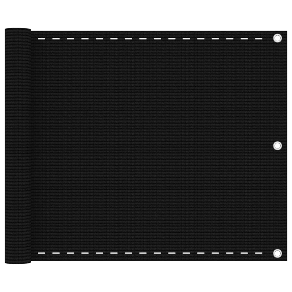 vidaXL Balkongskjerm svart 75x500 cm HDPE
