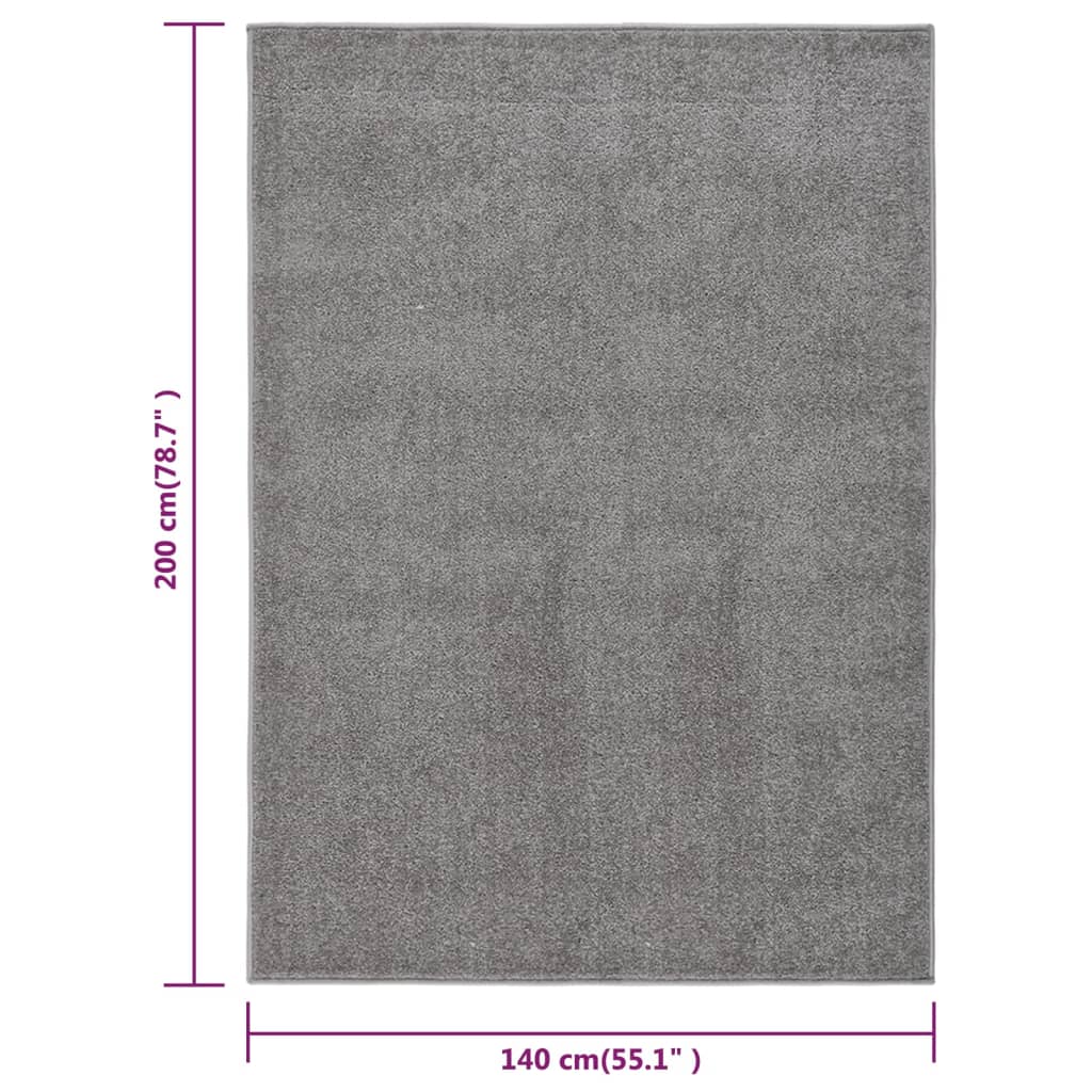 vidaXL Teppe med kort luv 140x200 cm grå