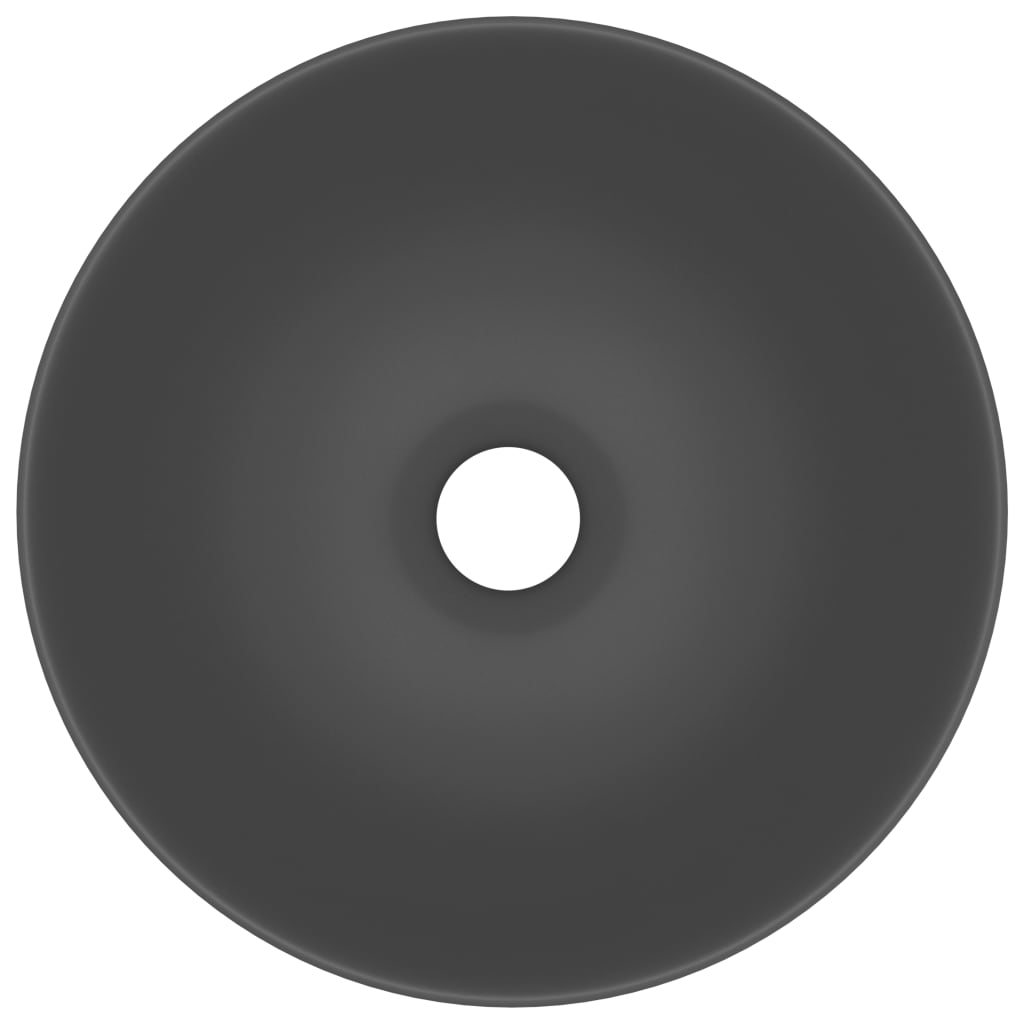 vidaXL Baderomsservant keramisk mørkegrå rund