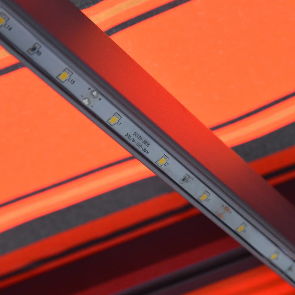 vidaXL Manuell uttrekkbar markise med LED 500x300 cm oransje og brun