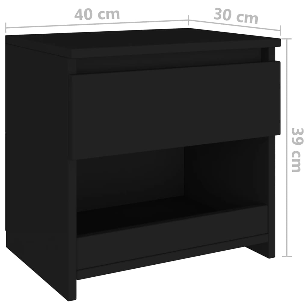 vidaXL Nattbord svart 40x30x39 cm sponplate