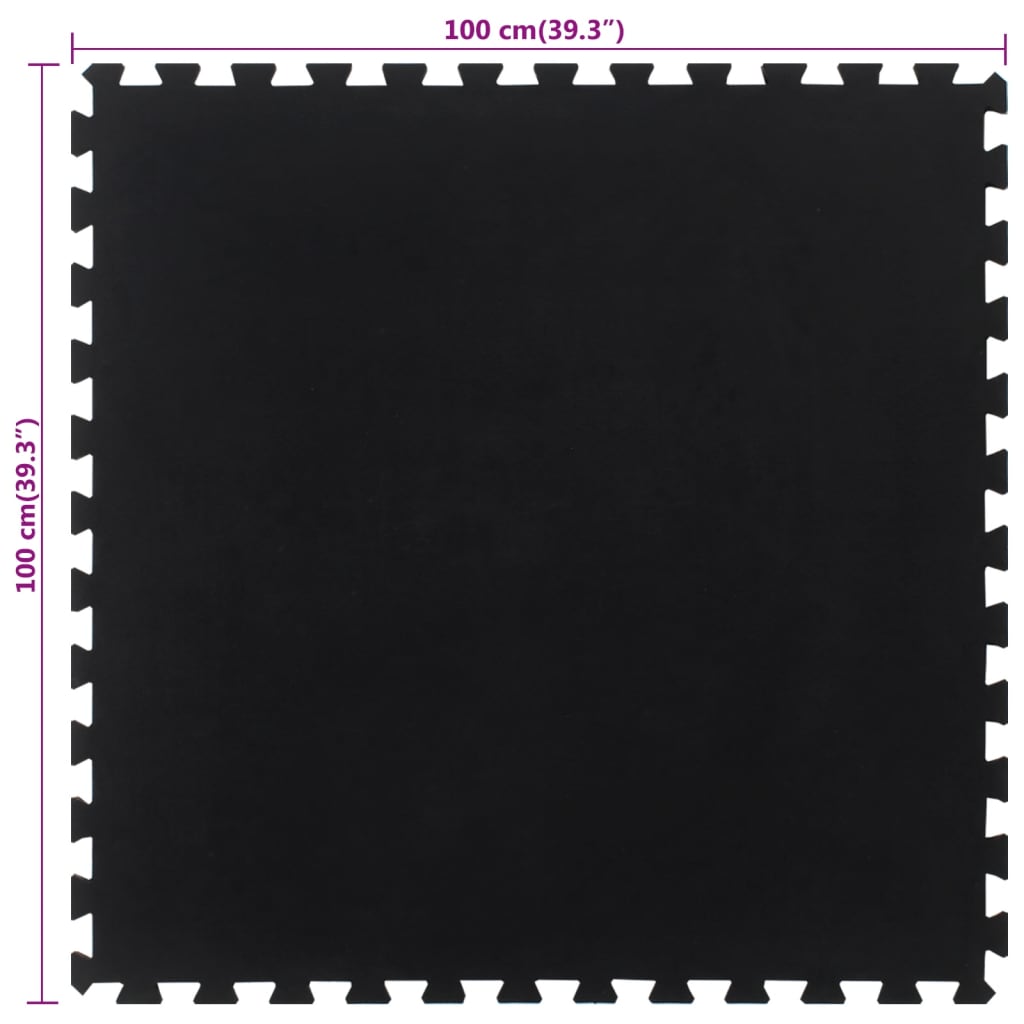 vidaXL Gulvfliser i gummi svart 12 mm 100x100 cm