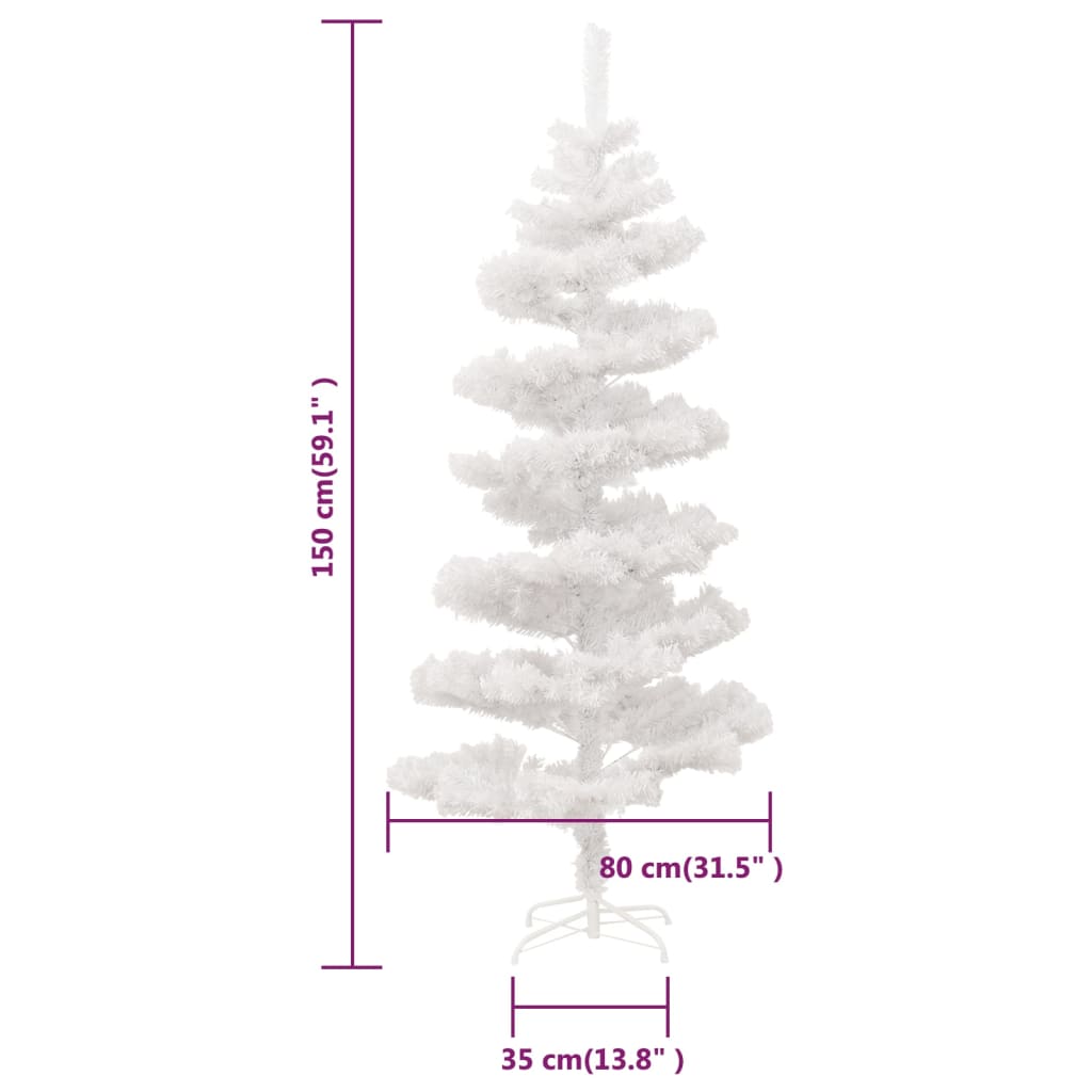 vidaXL Forhåndsbelyst virvel-juletre med potte hvit 150 cm PVC
